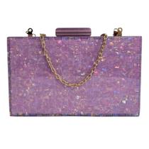 Bolsa Feminina De Festa Clutch Perolada Quadrada Acrílico