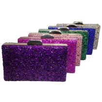Bolsa Feminina De Festa Clutch Quadrada Pedras Elegante