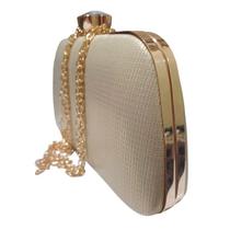 Bolsa Feminina De Festa Clutch Texturizada Fecho Com Pedra