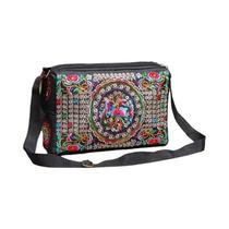 Bolsa Feminina de Grande Capacidade - Bordada com Flores - Nylon - Crossbody Bolsa Feminina de Grande Capacidade - Bordada com Flores - Nylon - Crossbody