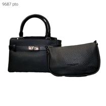 Bolsa Feminina de Mão e Transversal Kit 2 pçs com Bolsinha de Alça Longa Porta Celular 9687 Cor:Creme