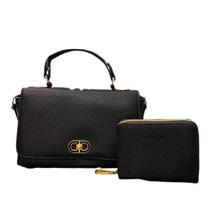 Bolsa Feminina de Mão e Transversal Porta celular Kit 2 pçs com Carteira 9159 Cor:Cafe