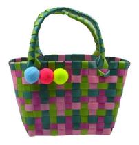Bolsa Feminina De Mão Infantil Piquenique Palha Colorida Bolsa Feminina De Mão Infantil Piquenique Palha Colorida