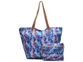 Bolsa Feminina De Ombro Estilo Saco Forrada bolsos internos + nécessaire B3 azul