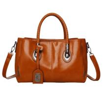 BOLSA FEMININA DE OMBRO MARROM MODERNA ELEGANTE E ESPAÇOSA Cor:Caramelo - GENERICA