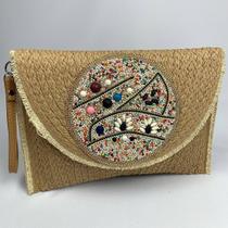 Bolsa feminina de Palha Carteira de Mão Praia Festa Casamento Carteira Feminina Com Miçanga Artesanal