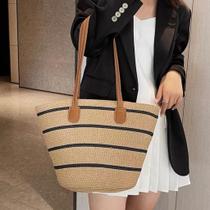 Bolsa Feminina De Palha Grande Moda Praia Verão Passeio Viagem Mulher Sacola