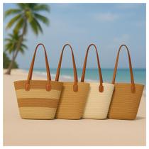 Bolsa Feminina De Palha Para Praia Piscina Clube Passeio Casual Material De Qualidade Moderna
