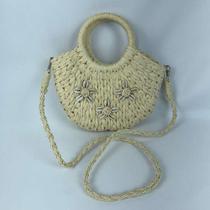 Bolsa Feminina De Praia Palha Meia Lua Moda Verão marfim