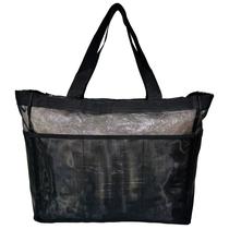 Bolsa Feminina de Praia Preta Grande Piscina Mercado Alça