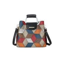 Bolsa feminina de PU Patchwork com alça superior e vários compartimentos Bolsa feminina de PU Patchwork com alça superior e vários compartimentos