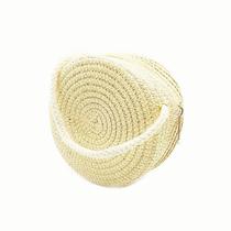 Bolsa Feminina de Rafia Redonda Pequena 12 x 6cm Bege