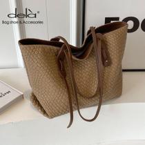 Bolsa Feminina De Um Ombro retro Tecido Rômbico Grande Capacidade Novo Nicho De Moda Outono E Invern