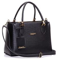 Bolsa Feminina Dhaffy Preto, Alça de Mão e Transversal.