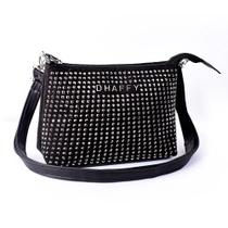 Bolsa Feminina Dhaffy Transversal Com Strass Preto