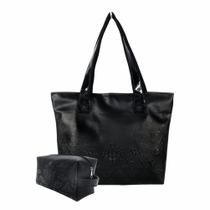 Bolsa Feminina e Necessaire Casual Arabescos Preto Magicc Bolsas Bolsa Feminina e Necessaire Casual Arabescos Preto Magicc Bolsas