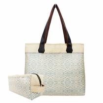 Bolsa Feminina e Necessaire Casual Azul-Marfim Magicc Bolsas