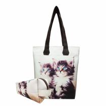 Bolsa Feminina e Necessaire Gatinhos Olhos Azuis Magicc Bolsas