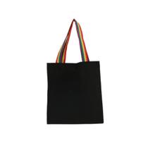 Bolsa Feminina Ecobag 100% algodão Black Crua (Alça colorida