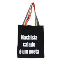 Bolsa Feminina Ecobag 100% algodão Black MACHISTA(arco-íris) - CARIOCA MAIS