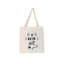 Bolsa Feminina Ecobag 100% algodão Estampa LOVE CATS