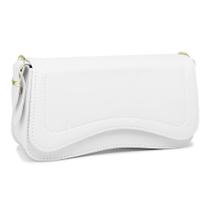 Bolsa Feminina Eliza Transversal Tiracolo Elegante Minimalista Off White
