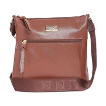 Bolsa feminina em couro legítimo com alça tranversal e fechamento por zíper Bolsa feminina em couro legítimo com alça tranversal e fechamento por zíper