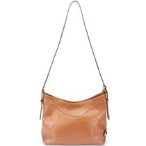 Bolsa Feminina em Couro Legitimo Sacola Média Alça Ombro e Transversal Metal Dourado Road Seven