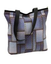 Bolsa Feminina Em Neoprene Mod Tote Bag Padrão Jeans