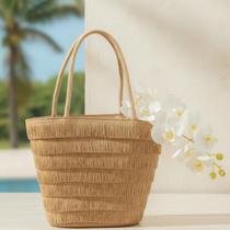 Bolsa Feminina em Palha com Franjas Zíper e Forro Interno Caramelo Verão Piscina Praia Bolsa Feminina em Palha com Franjas Zíper e Forro Interno Caramelo Verão Piscina Praia
