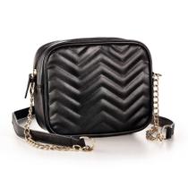 Bolsa Feminina Eudora Média Chevron Preta