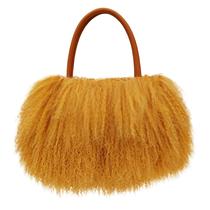 Bolsa feminina FINILUO Luxury Real Mongolian Lamb Fur Camel