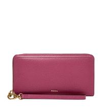 Bolsa Feminina Fossil Logan Carteira Clutch com Zíper RFID Rosa