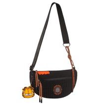Bolsa Feminina Garfield Transversal com Alça de Cadarço, Detalhes e Chaveiro Leve e Cheia de Estilo Ideal para Passeios, Festas ou Uso Diário