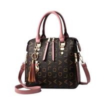 Bolsa Feminina Grande de Couro PU com Borla e Letras - Bolsa de Ombro Fashion
