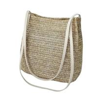 Bolsa Feminina Grande de Palha e Tecido - Bolsa Crossbody de Verão para Praia Bolsa Feminina Grande de Palha e Tecido - Bolsa Crossbody de Verão para Praia