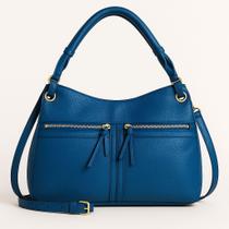 Bolsa Feminina Grande Hobo material sintético Texturizado Zíper Frontal Duplo Alça Tiracolo Ajustável Casual Dia a Dia Trabalho