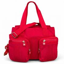 Bolsa Feminina Grande Nylon com Bolsos e Chaveiro Espaçosa Leve e Multiuso
