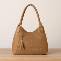 Bolsa Feminina Grande Preta Alça Longa Ombro e Mão Textura Chique Luxo Elegante Fashion Resistente Dia a Dia Casual Trabalho Moderna