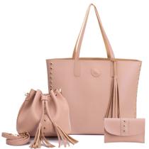 Bolsa Feminina Grande Tipo Sacola - rose