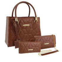 Bolsa Feminina Grande Tote Casual + Bolsa Flap + Carteira