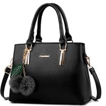 Bolsa Feminina Grande Tote Transversal Sacola Pompom Alça de Ombro e Mão Casual Resistente Viagem Trabalho Dia a Dia Presente Faculdade Lazer