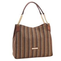 Bolsa feminina hobo canvas listrado chenson 82718 café