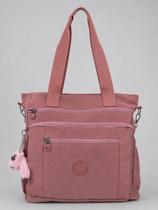 Bolsa Feminina Inspiração Kipling em Nylon Grande com Bolsos e Zíper - Hipermeavél