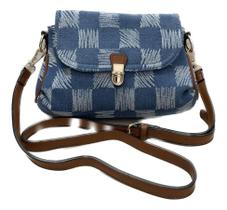 Bolsa Feminina Jeans Quadriculada Pequena Moderna Atual