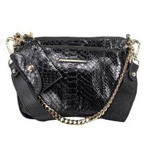 Bolsa Feminina Jorge Bischoff Couro Cobra Python Infinita Transversal