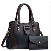 Bolsa Feminina Kit 2 Peças Ombro Carteira Transversal Sintético Croco Casual Elegante Trabalho Faculdade Viagem Passeio Lazer Dia a Dia