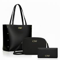 Bolsa Feminina Kit 3 Sacola Grande Transversal e Carteira