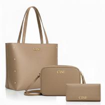 Bolsa Feminina Kit 3 Sacola Grande Transversal e Carteira