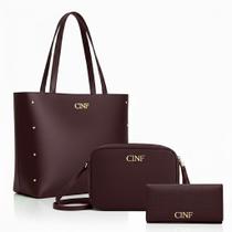 Bolsa Feminina Kit 3 Sacola Grande Transversal e Carteira